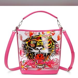 Ed Hardy Vibrant Pink Tiger Shoulder/Crossbody/Tote Bag
